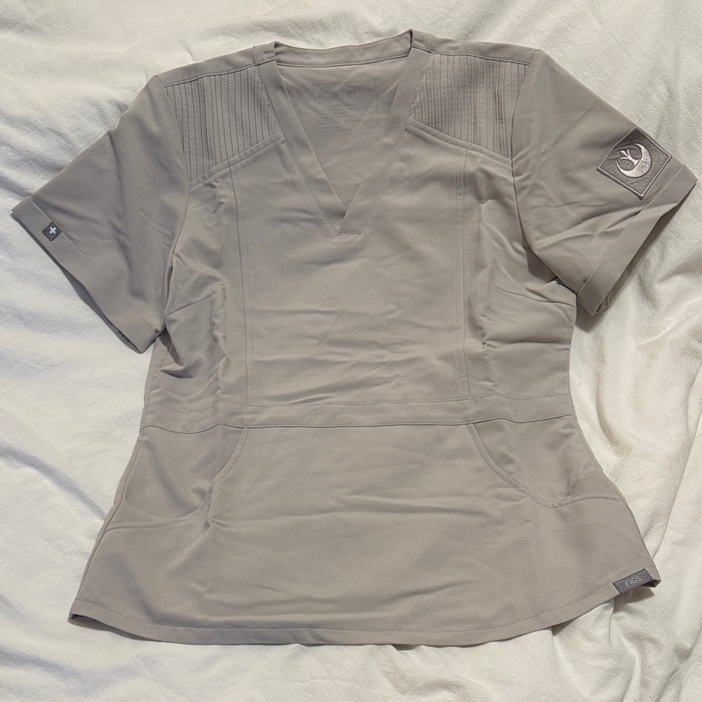 FIGS Women's V-Neck Star Wars Scrub Top in tan color SMALL